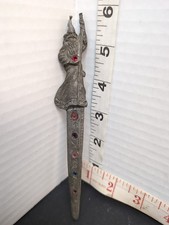 ancien ouvre lettre épée sorcier étain Spoontiques # 7380 avec bijoux