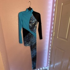 Weissman Girls Blue Black Dancewear Outfit LC Polyester Nylon Spandex