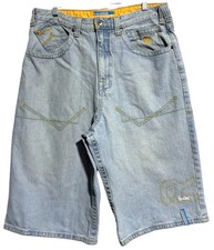 90s Y2k Rocawear Denim Jorts Shorts Mens Size 34 W Loose Fit Light Wash Jean Cot