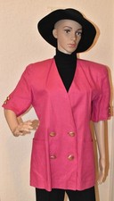 Vintage - Size US 14 - Short-sleeve Double-Breasted Fuchsia Pink Blazer Jacket