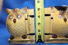 VTG MCM CERAMIC GOOGLE EYED OWL BOOKENDS  5" TALL — photo 8