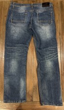 Y2K South Pole Dark Wash Faded Wide Leg Baggy Blue Tab Jeans Size 40 X 33