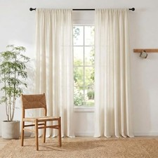 Thick Linen Curtains 108 inches Long for 52"W x 108"L Pack of 2 Natural