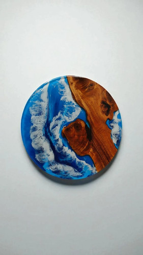 Live Edge Epoxy Ocean Table/Resin River Table with Ocean Wave Design Home Decor - Picture 2 of 11