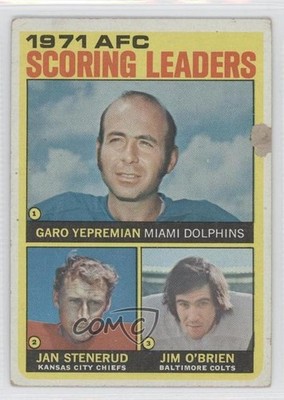 1972 Topps AFC Leaders Garo Yepremian Jan Stenerud Jim O'Brien Rookie RC HOF 0a1