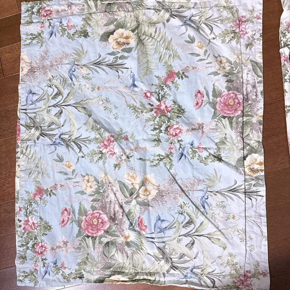 Pottery Barn MARLENA Reversible BLUE/cream Queen Duvet floral birds 2 Std. Shams - Image 4 of 4