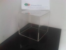 Display Cube Tray Box Step Clear Acrylic Perspex 100mm Plinth Product Container