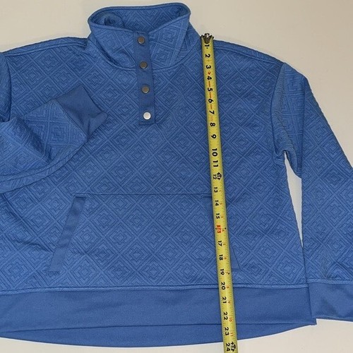 L Tommy Bahama Pullover sweater snap button closure textured print blue womens - Picture 5 of 8