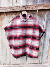 RARE Eddie Bauer Women's S "Sonoma" Cape Poncho Wool Scarlet Red Plaid CUTE