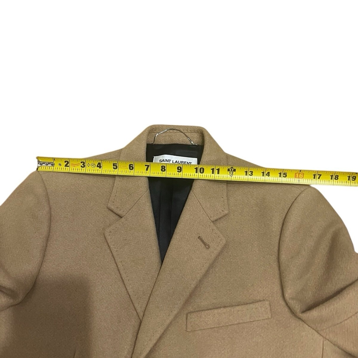 NEW Saint Laurent Men's Tan Camel Hair Diagonal Tailored Coat