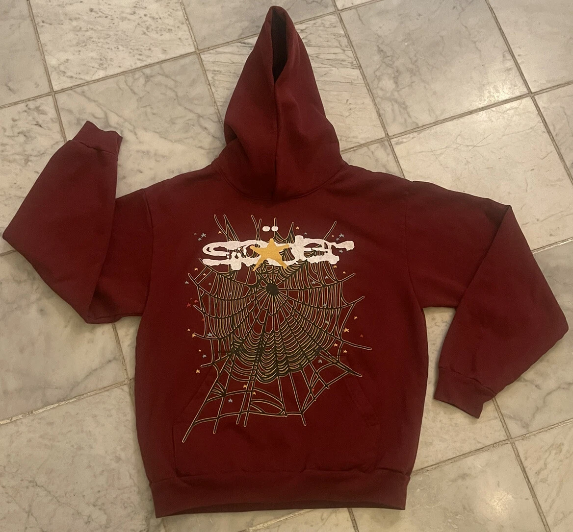 Sp5der Logo Hoodie maroon