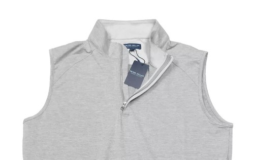 Peter Millar Stealth Performance Quarter-Zip Vest NWT Gale Grey MEN'S L $125! - Picture 6 of 6