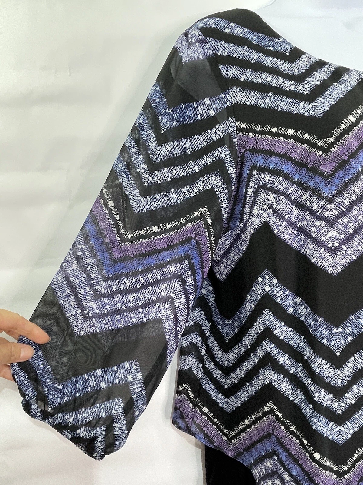 ALYX Camicia Donna Taglia M Nera Chevron Asimmetrica Strato Manica 3 4