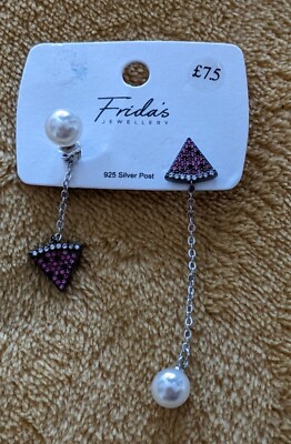 Ohrringe Fridas Schmuck Kunstsilber Pfosten Kunstperlen & rosa Punkte Design