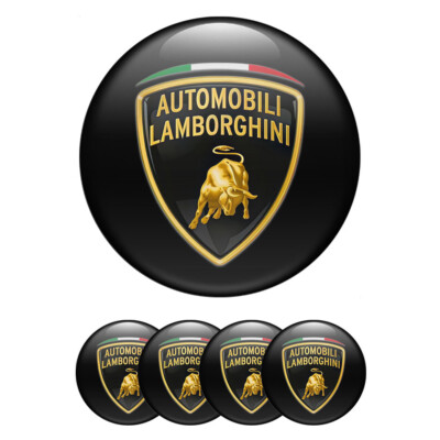 4 x Lamborghini Silicon Emblem Aufkleber  Radkappen Nabendeckel Epoxidharz Logo