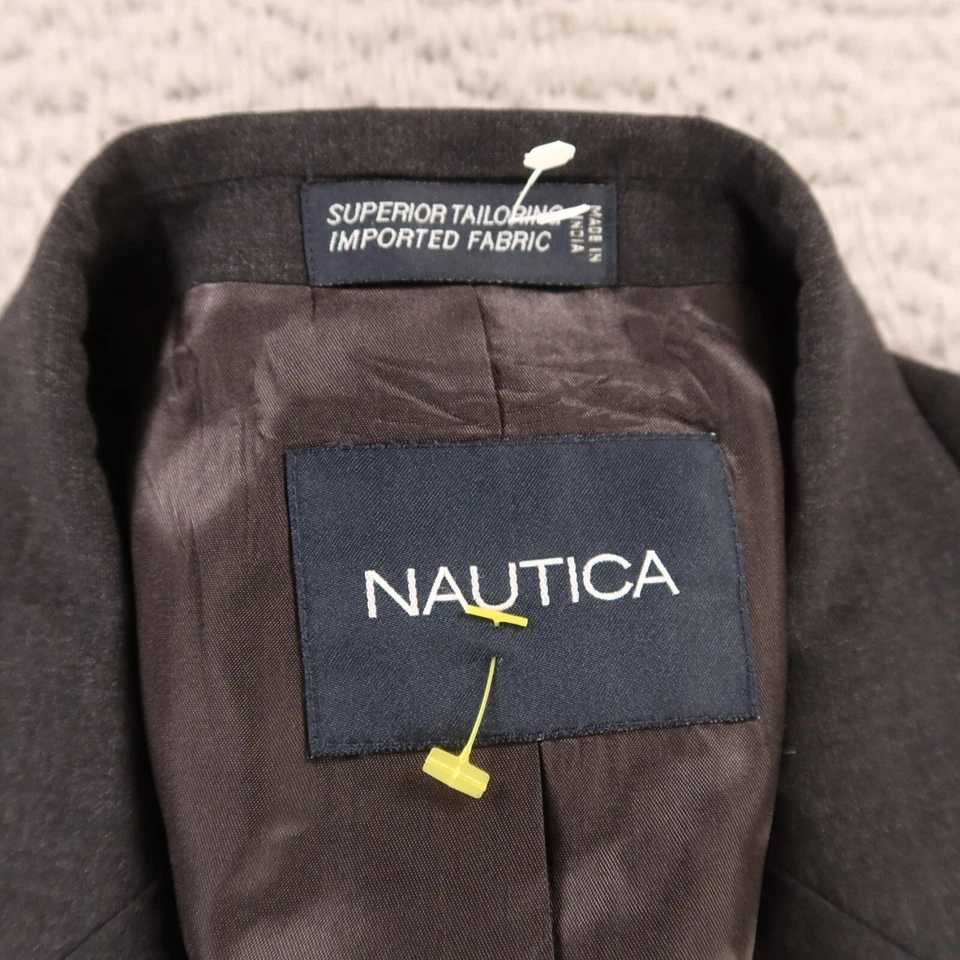 Chaqueta Nautica L Gris Lana Worsted Sarga Blazer Abrigo Deportivo Rendimiento 44R Foto 3 de 4