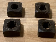 4 VINTAGE RECLAIMED CRUSTY SQUARE NUTS 1/2" NC ANTIQUE RESTORATION/REPAIR