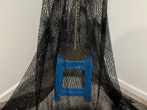 SCHWARZ funkelnder glitzer Stoff 50"" Breite VERKAUFT VOM HOFT - Bild 4 von 5