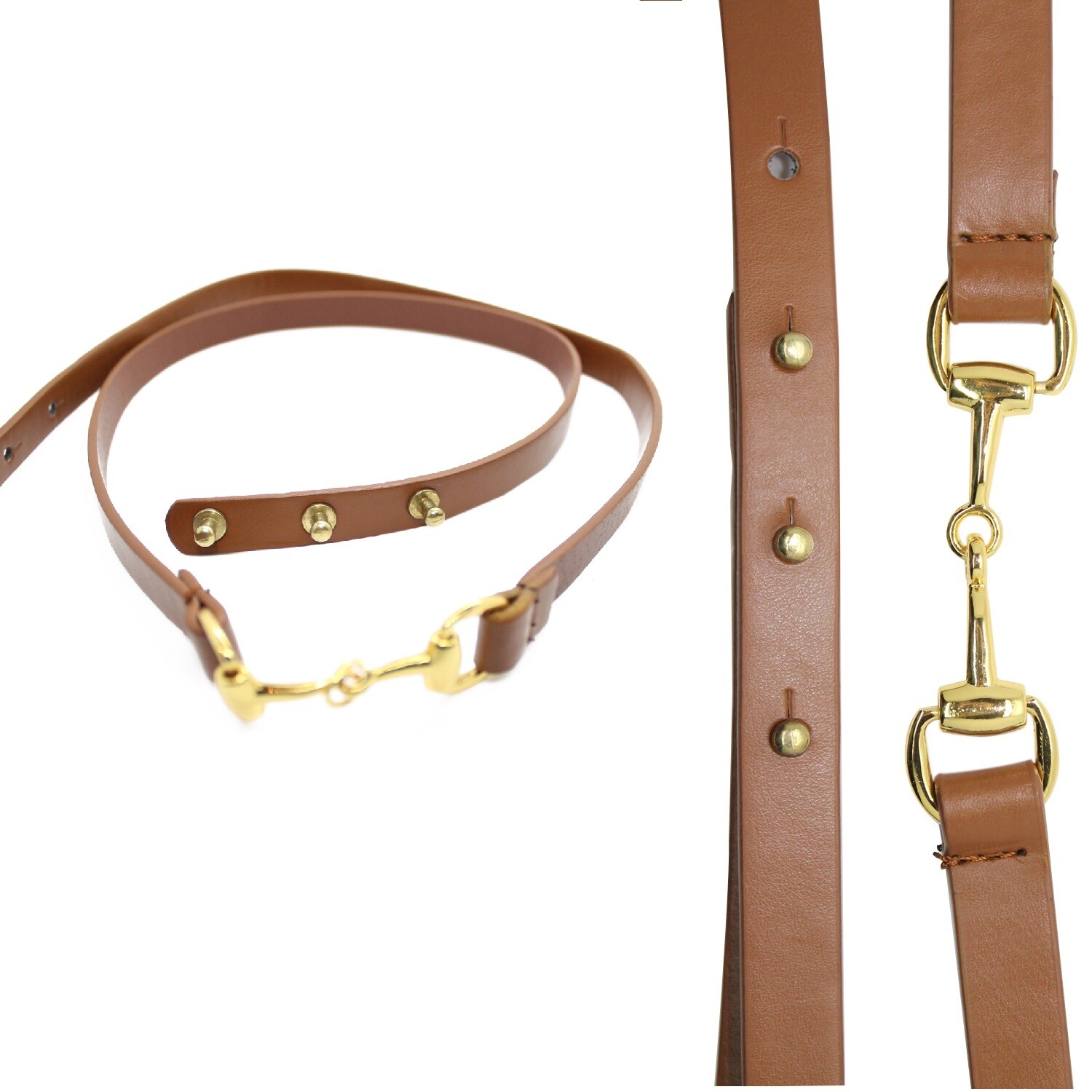 Ladies Womens Belt Faux Leather Waist Belt Dress Thin Gold Metal Buckle