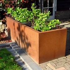 Large Corten Steel Rectangle Cube Planter Garden Plants Pot Outdoor Trough Tub