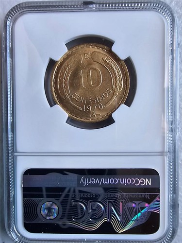 Chile 10 Centesimos 1970SO NGC MS 65 - Picture 2 of 2