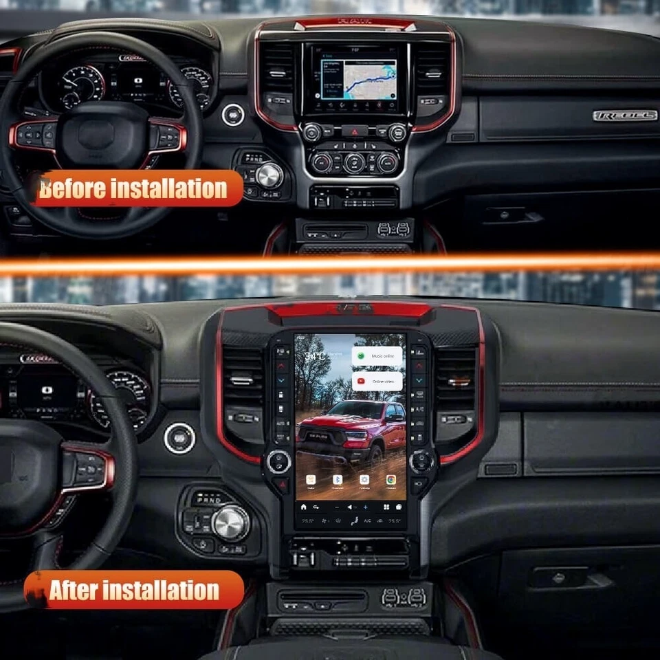 For Dodge Ram 1500 2500 2019-2022 Tesla Stereo GPS Touch Screen Head Unit 13.6" Foto 2 de 4