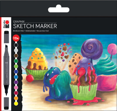 Marabu Sketch-Marker Graphix ''SUGARHOLIC'' 12er Etui