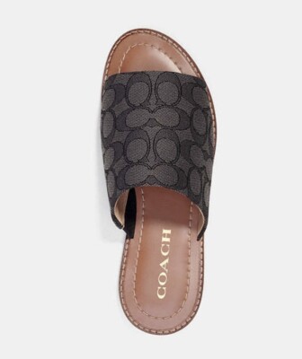 Coach Hazel Sandal In Signature Jacquard Size 7B CI054 Color Black