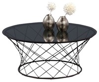 Couchtisch Wohnzimmertisch Sofatisch Beistelltisch Grauglas Metall Ø 80 Cm