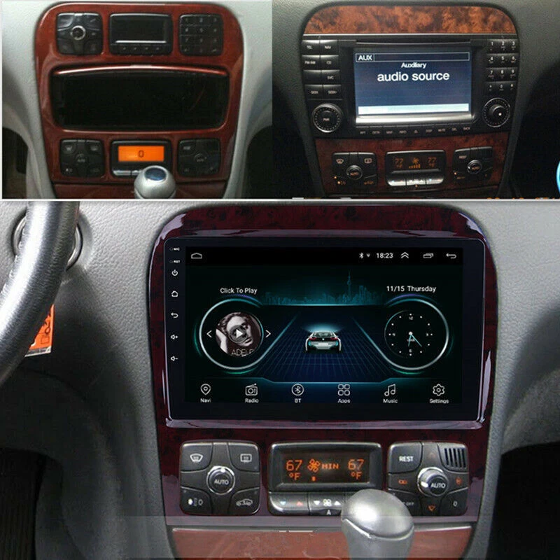 Radio de coche 8+128G estéreo Android 13 para Mercedes-Benz Clase S W220 9" CarPlay GPS Foto 3 de 4