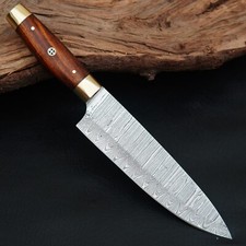 coltello cucina / cuoco  professionale fatto a mano in acciaio dmasco forgiato