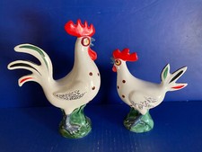 Beautiful Set Of Rooster And Hen Japan 9" Tall No Chips