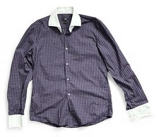 Hugo Boss Slim Fit Purple Plaid Button Down Shirt Men  s 37 Long Sleeve