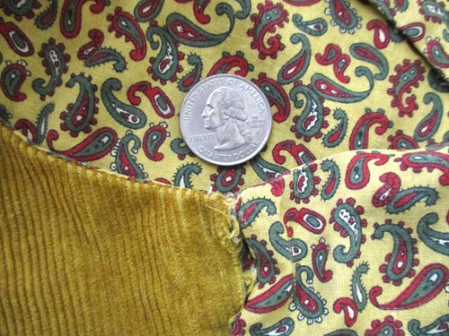 Vtg 50s 60s Gold Corduroy Waistcoat Vest Diamond Embroidery Pockets Italy 42 - Picture 8 of 9