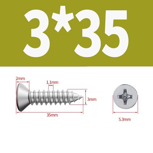 M3 Fully Threaded Phillips Countersunk Wood Screws A2 Stainless Steel DIN 7982 - Picture 17 of 20