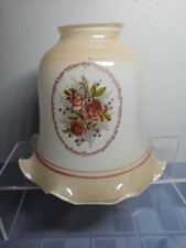 Vintage Roses Milk Glass Floral Ceiling Fan Ruffled Light Shade REPLACEMENT 