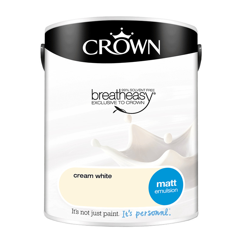 Crown Matt Emulsion Paint 5L - Cream White - Image 2