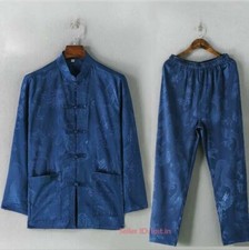 Men Silk Martial Arts Wushu Tai Chi Set Tang Suit Wing Chun Kung Fu Suit Uniform