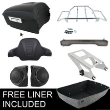 King Trunk Backrest Speakers Tail Light Mount Rack Fit For Harley Touring 14-26