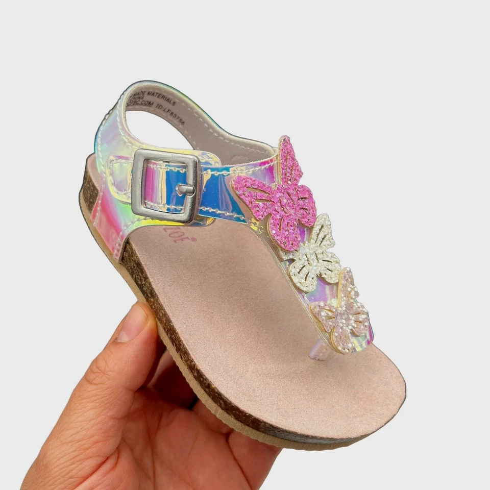 Maggie & Zoe Bebé/Niñas Pequeñas Mariposa Tanga Sandalias Talla 7 Plateado/Bronceado Zapatos Foto 2 de 4