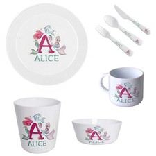 PERSONALISED mermaid kid's dinner set | Bowl | Cup | plate initial | polymer