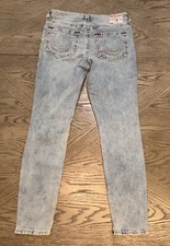 True Religion Women  s Jennie Curvy Mid-Rise Skinny Jeans Sz 30 Light Wash Vintag