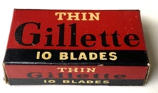 SAFETY RAZOR BLADES,SHAVING,THIN,GILLETE,NEW OLD STOCK BOX OF TEN,VINTAGE STEEL!