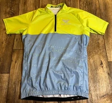 Nine Bull Cycling Jersey Lime Green Light Blue Colorblock Large
