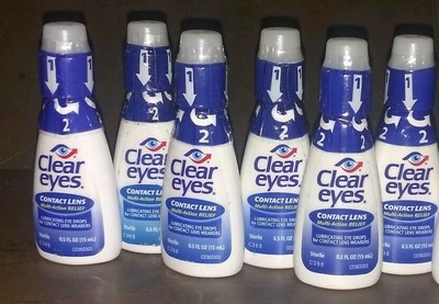 6 PACK Clear Eyes Contact Lens Multi-Action Relief Eye Drops 15 mL ea