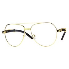 Wood Buffs Pilot Glasses Clear Lens Flat Top Unisex Fashion