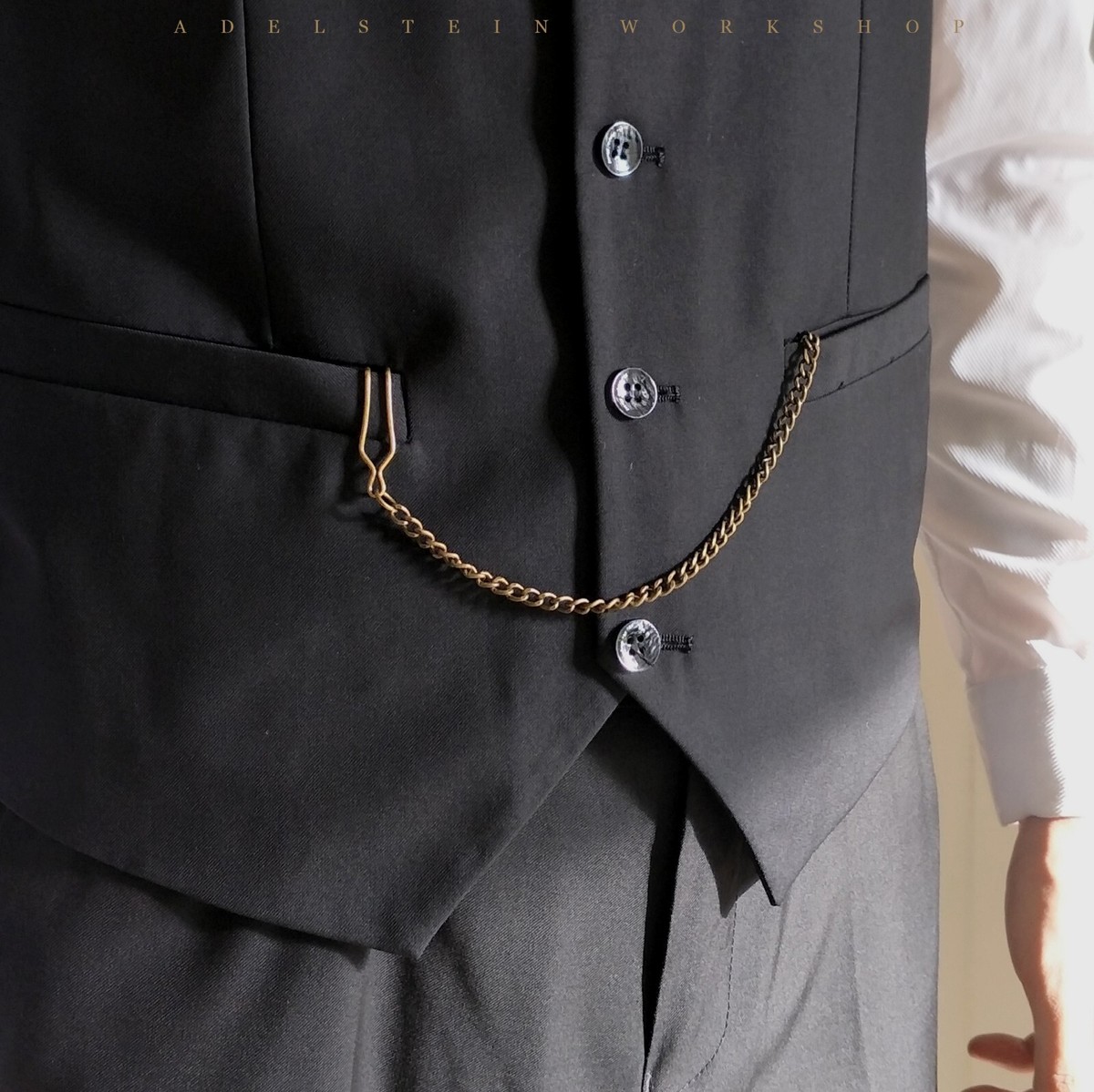 THE BROTHERHOOD FOB CHAIN バーンストーマーズ Bronze Pocket Watch Chain & Swivel FOB New without tags Men's Vest