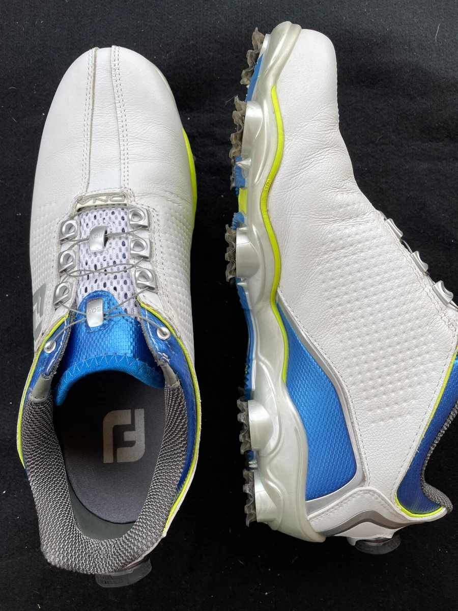 FootJoy DNA Helix BOA Mens Golf Shoe White Navy Leather Waterproof Size 6.5 XW