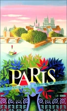 Paris France 1957 Gardens Vintage Poster Print Retro Style Wall Decoration Art