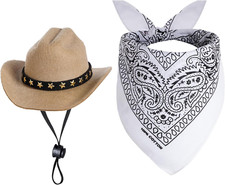 Halloween Costumes for Dogs Cat Pet Cowboy Costume Cowboy Hat with Bandana Set f